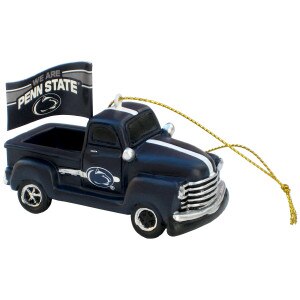navy rally truck ornament with We Are Penn State flag